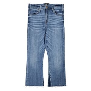 Abercrombie & Fitch Simone High Rise Ankle Flare Jeans Raw Hem Cropped